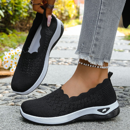 Zapatillas de caminar para mujer con malla transpirable, sin cordones – Modelo ortopédico con suela amortiguadora y comodidad