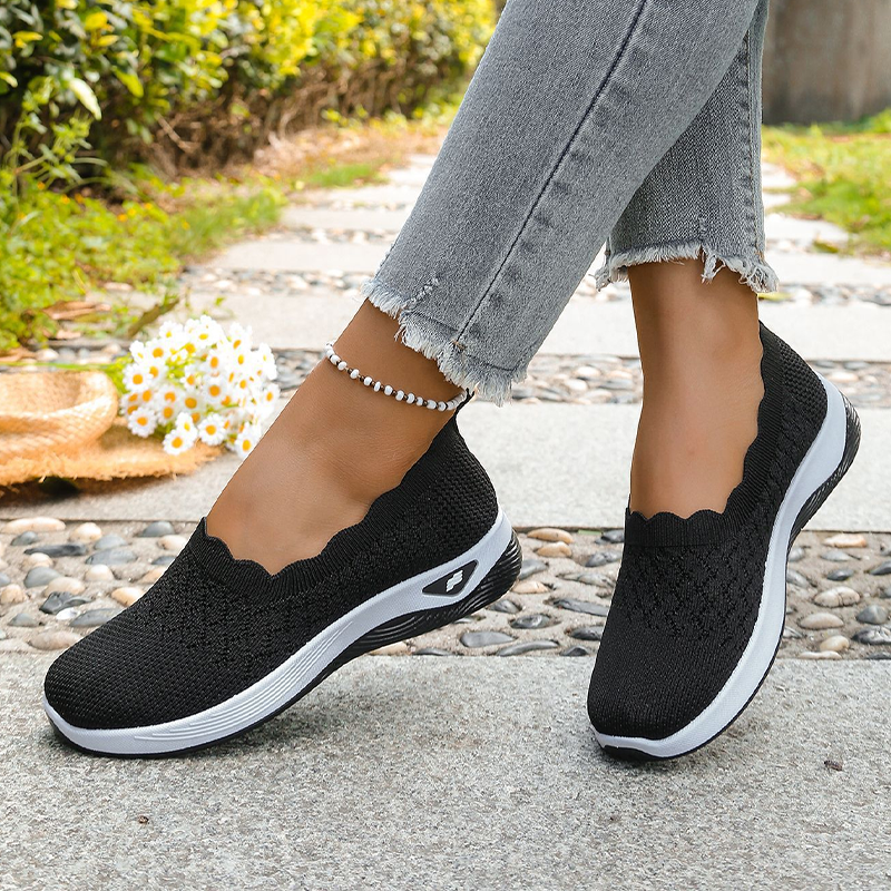 Zapatillas de caminar para mujer con malla transpirable, sin cordones – Modelo ortopédico con suela amortiguadora y comodidad