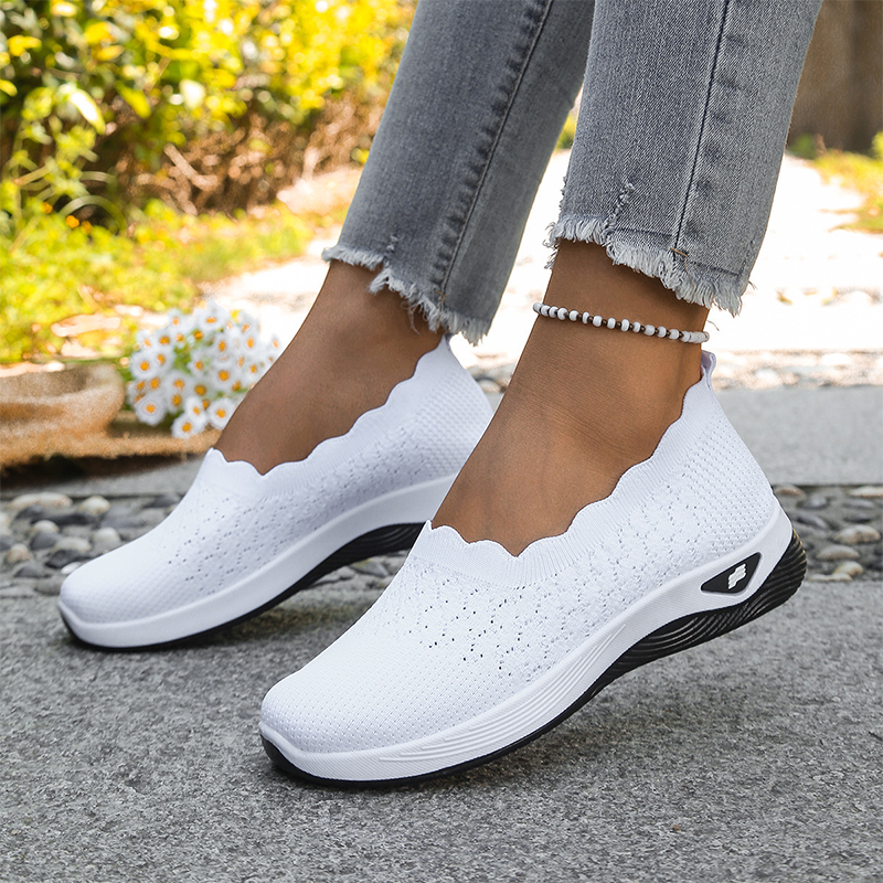Zapatillas de caminar para mujer con malla transpirable, sin cordones – Modelo ortopédico con suela amortiguadora y comodidad