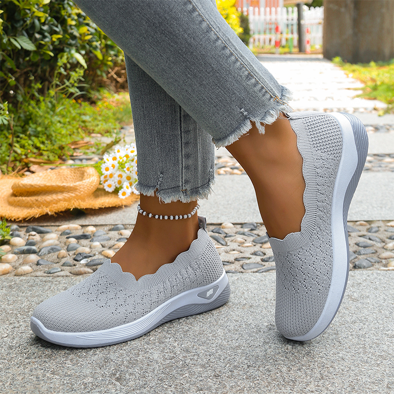 Zapatillas de caminar para mujer con malla transpirable, sin cordones – Modelo ortopédico con suela amortiguadora y comodidad