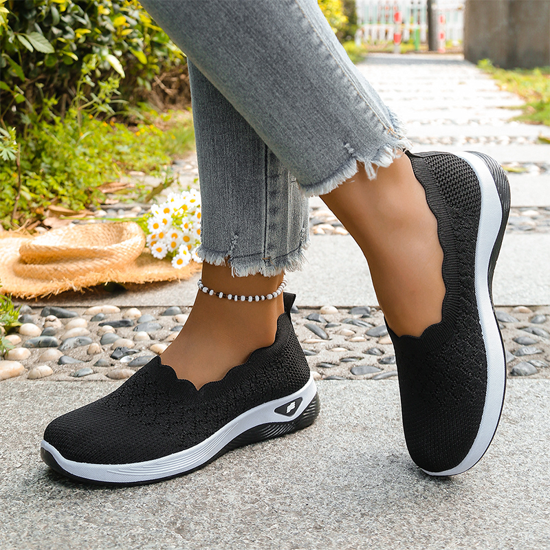 Zapatillas de caminar para mujer con malla transpirable, sin cordones – Modelo ortopédico con suela amortiguadora y comodidad