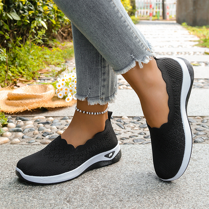 Zapatillas de caminar para mujer con malla transpirable, sin cordones – Modelo ortopédico con suela amortiguadora y comodidad