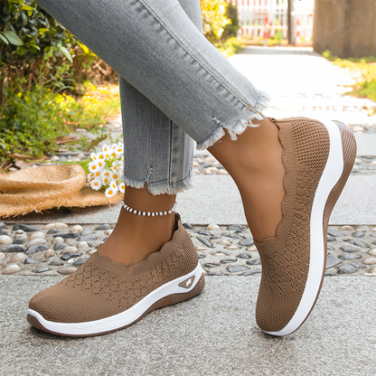 Zapatillas de caminar para mujer con malla transpirable, sin cordones – Modelo ortopédico con suela amortiguadora y comodidad