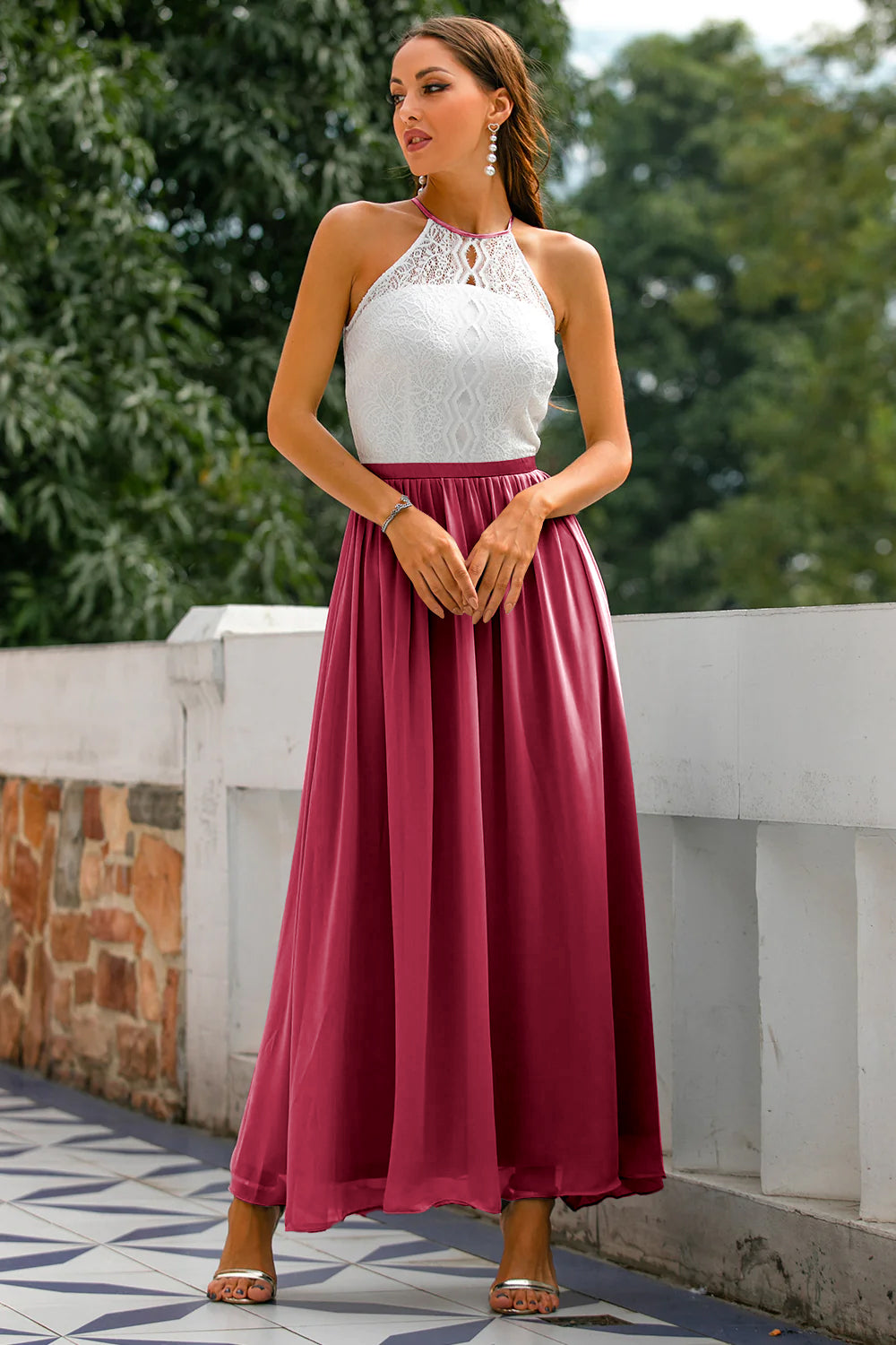 Alejandra | Vestido maxi de mujer para invitada de boda con cuello halter