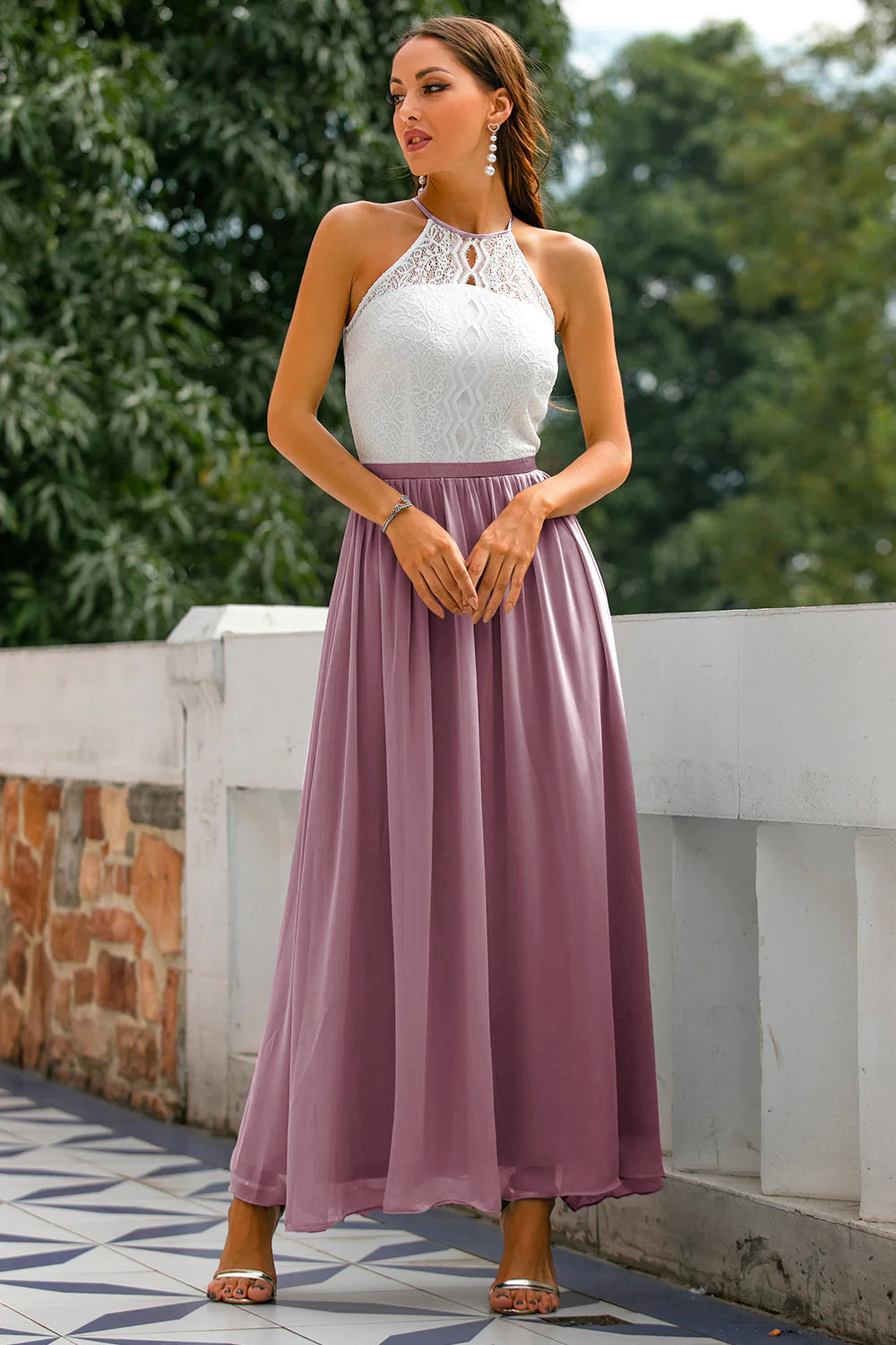 Alejandra | Vestido maxi de mujer para invitada de boda con cuello halter