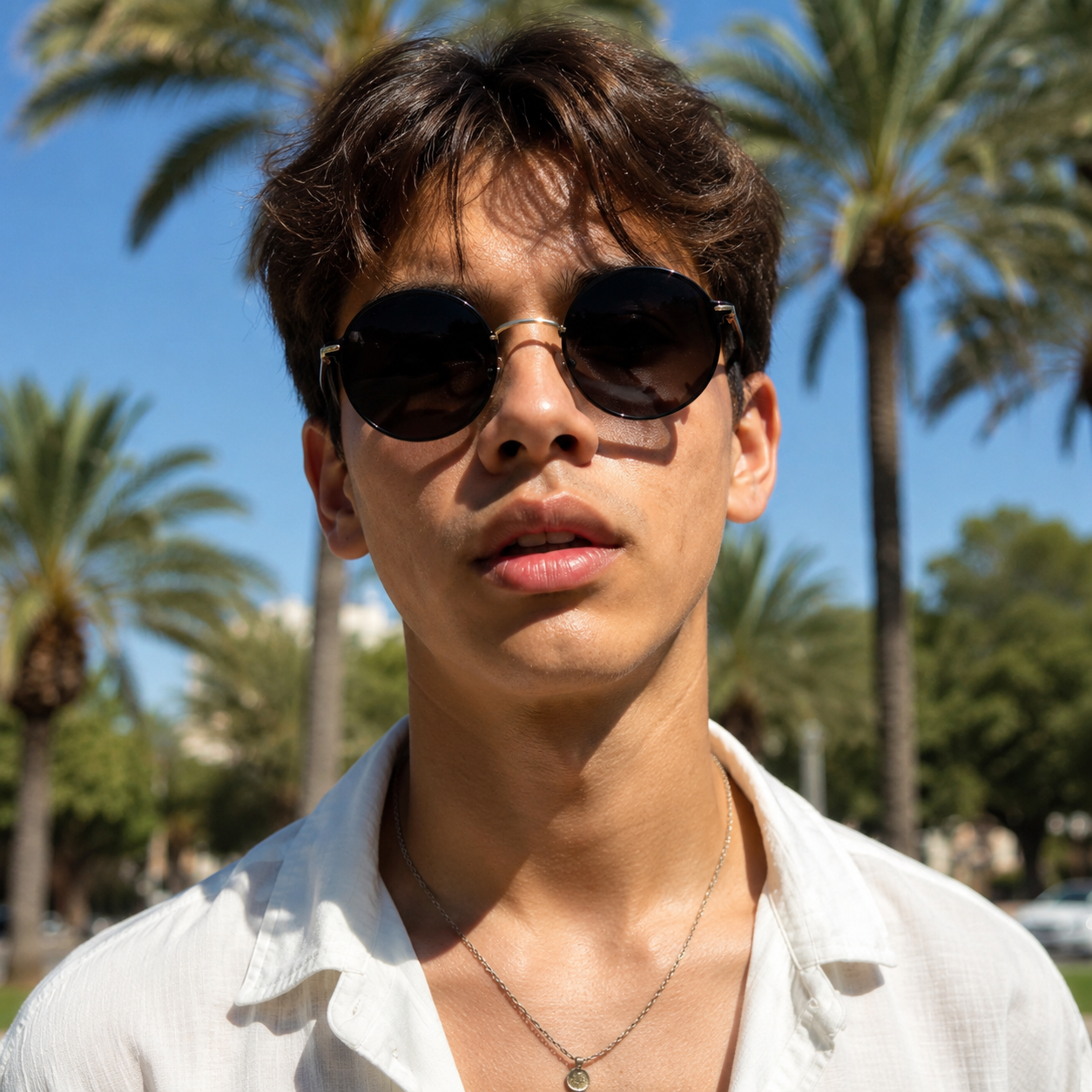Unisex Gafas de sol redondas con brazos delgados