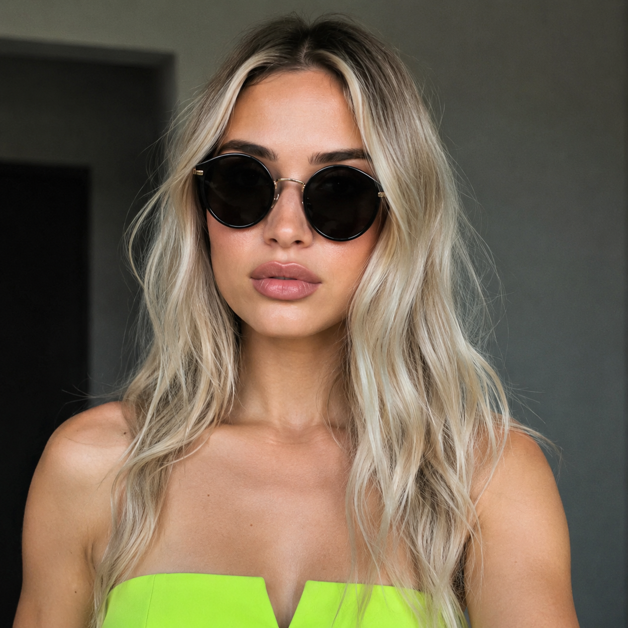 Unisex Gafas de sol redondas con brazos delgados