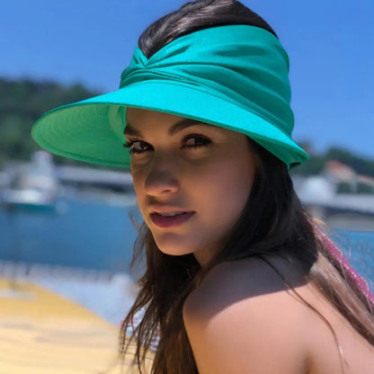 Visera de ala ancha para mujer con detalle trenzado