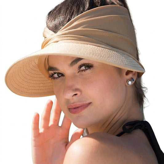 Visera de ala ancha para mujer con detalle trenzado