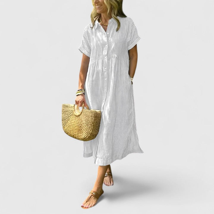 Vestido Camisero Mujer Rayas – Estilo Casual Cómodo y Elegante