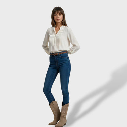 Botas Ortopédicas Cowboy Bordado Ante Mujer