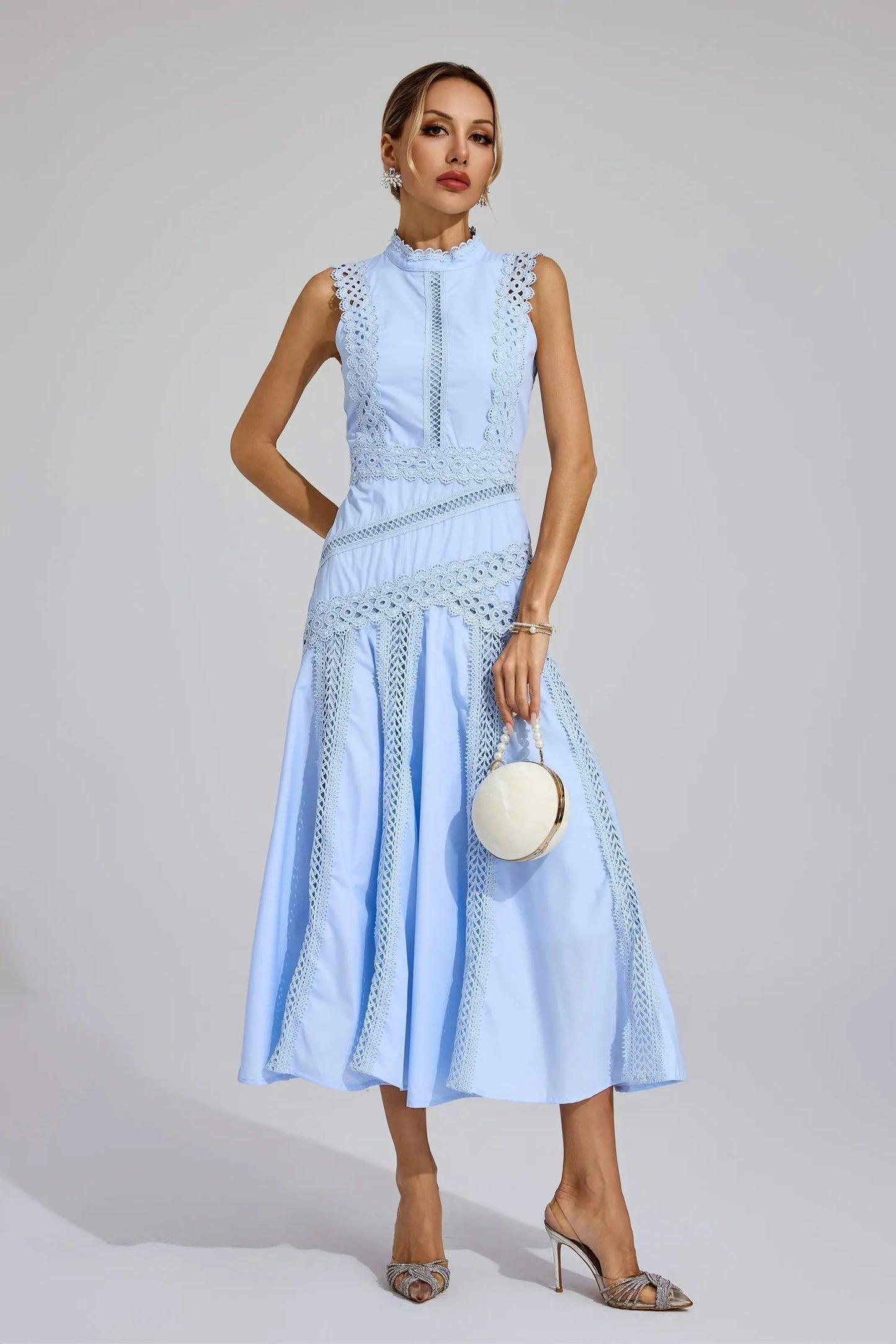 Petra | Vestido midi para mujer sin mangas con encaje y de boda