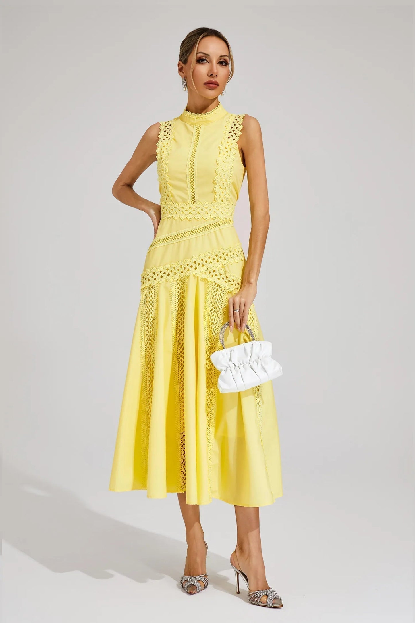 Petra | Vestido midi para mujer sin mangas con encaje y de boda