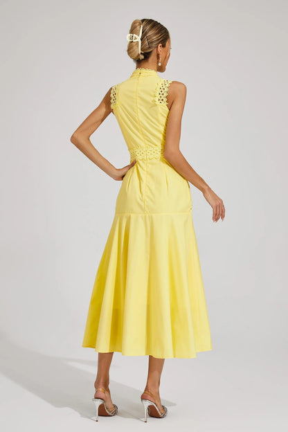 Selmara | Vestido midi para mujer de encaje sin mangas estilo boda