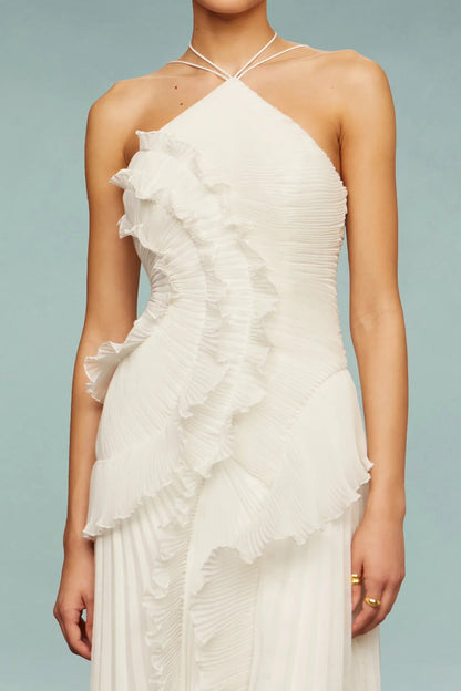 Elvira | Vestido maxi para mujer con un hombro estilo boda